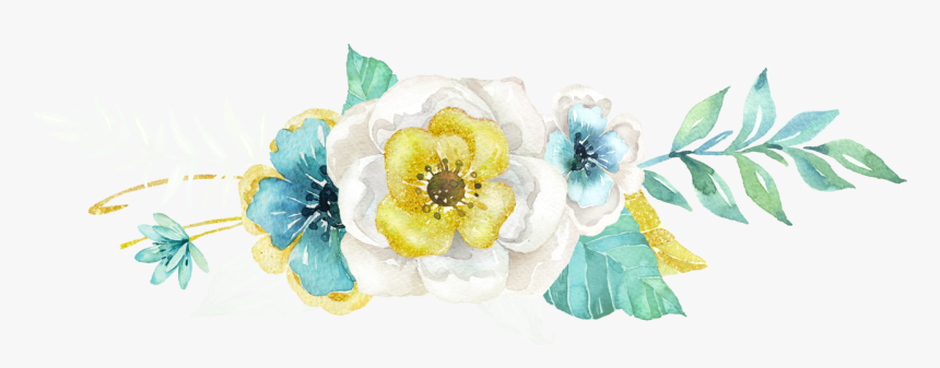 Teal Watercolor Flower Clipart Picture Freeuse Mint&gold - Mint Flower Watercolor Png, Transparent Png