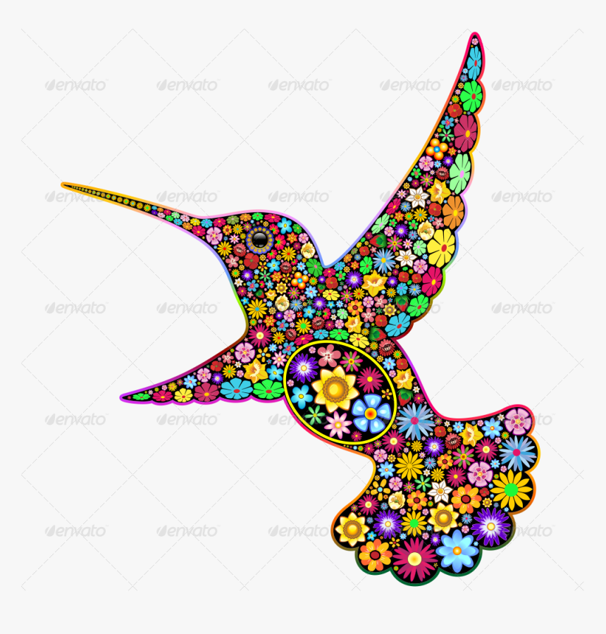 Transparent Humming Bird Clipart - Hummingbird Floral, HD Png Download