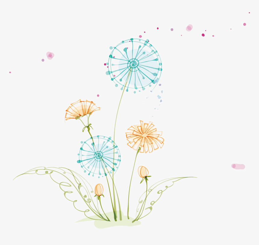 This Graphics Is Colorful Cartoon Dandelion Elements - Illustration, HD Png Download