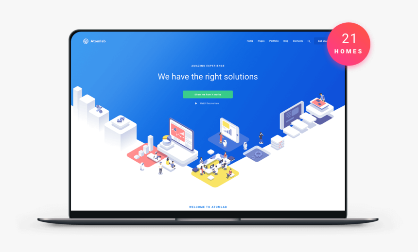 Atomlab Multi Purpose Startup Wordpress Theme, HD Png Download