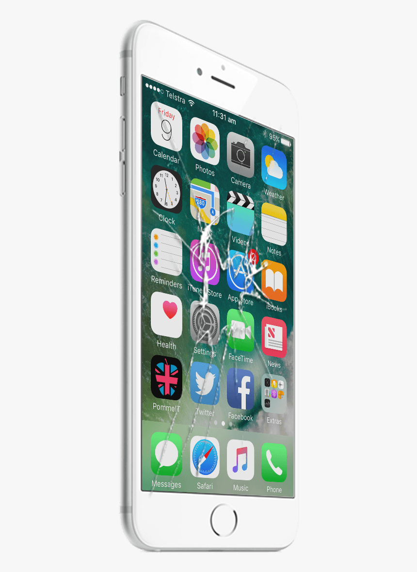 An Iphone 6 With Smashed Screen - Iphone 7, HD Png Download