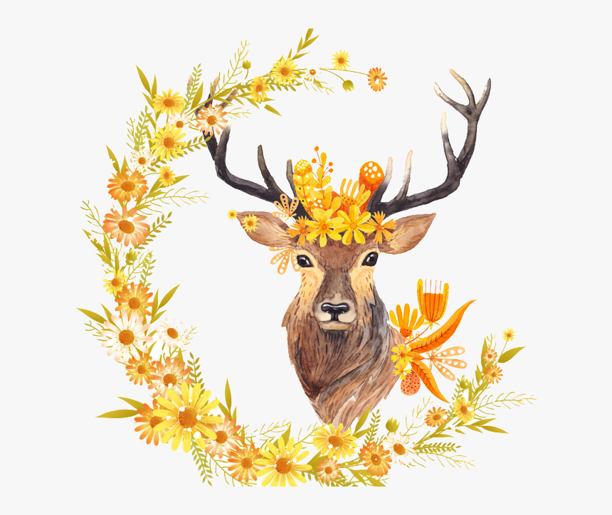 Transparent Antlers Clipart - Watercolor Fall Clipart Free, HD Png Download