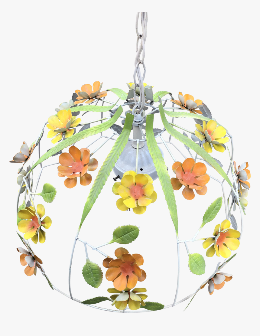 1970s Vintage Boho Chic Metal Flower Hanging Light - Phalaenopsis Sanderiana, HD Png Download