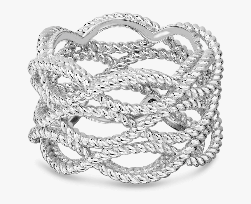 Roberto Coin Barocco 18k White Gold 3 Row Ring - Engagement Ring, HD Png Download