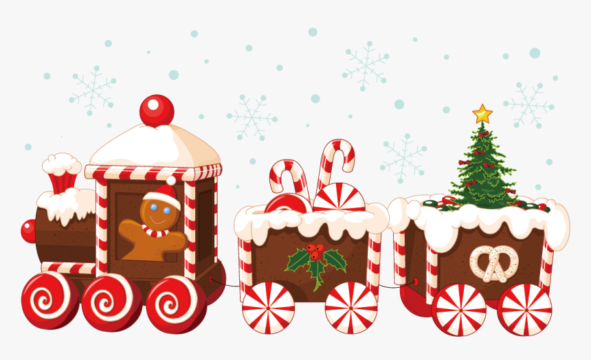 Vector House Claus Train Santa Gingerbread Christmas - Gingerbread Christmas Train Clipart, HD Png Download