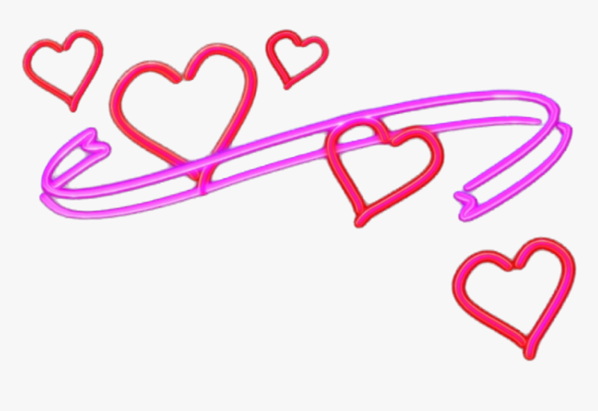 #ftestickers #ribbon #hearts #neon #luminous #colorful - Heart, HD Png Download