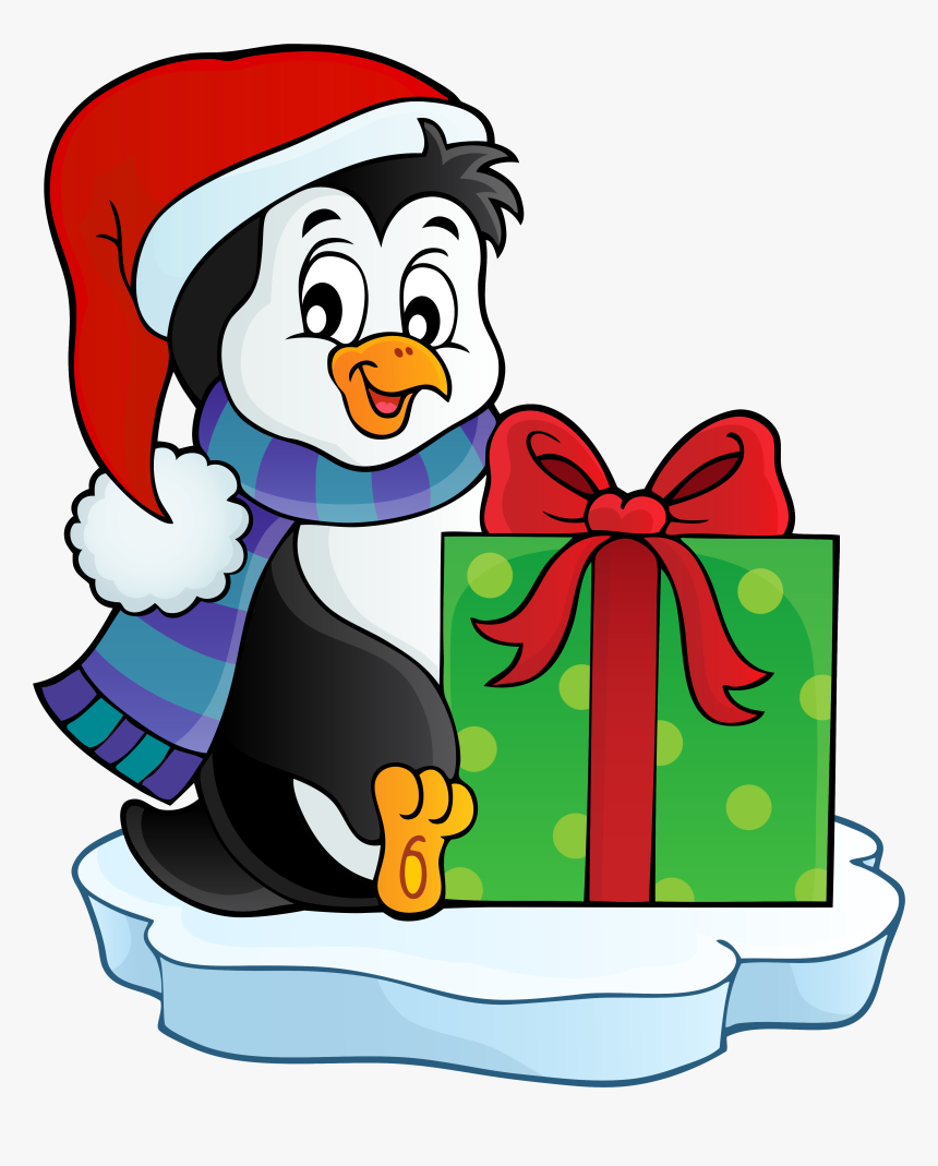 Christmas Packages Clipart Banner Black And White Download - Christmas Penguin Clip Art, HD Png Download