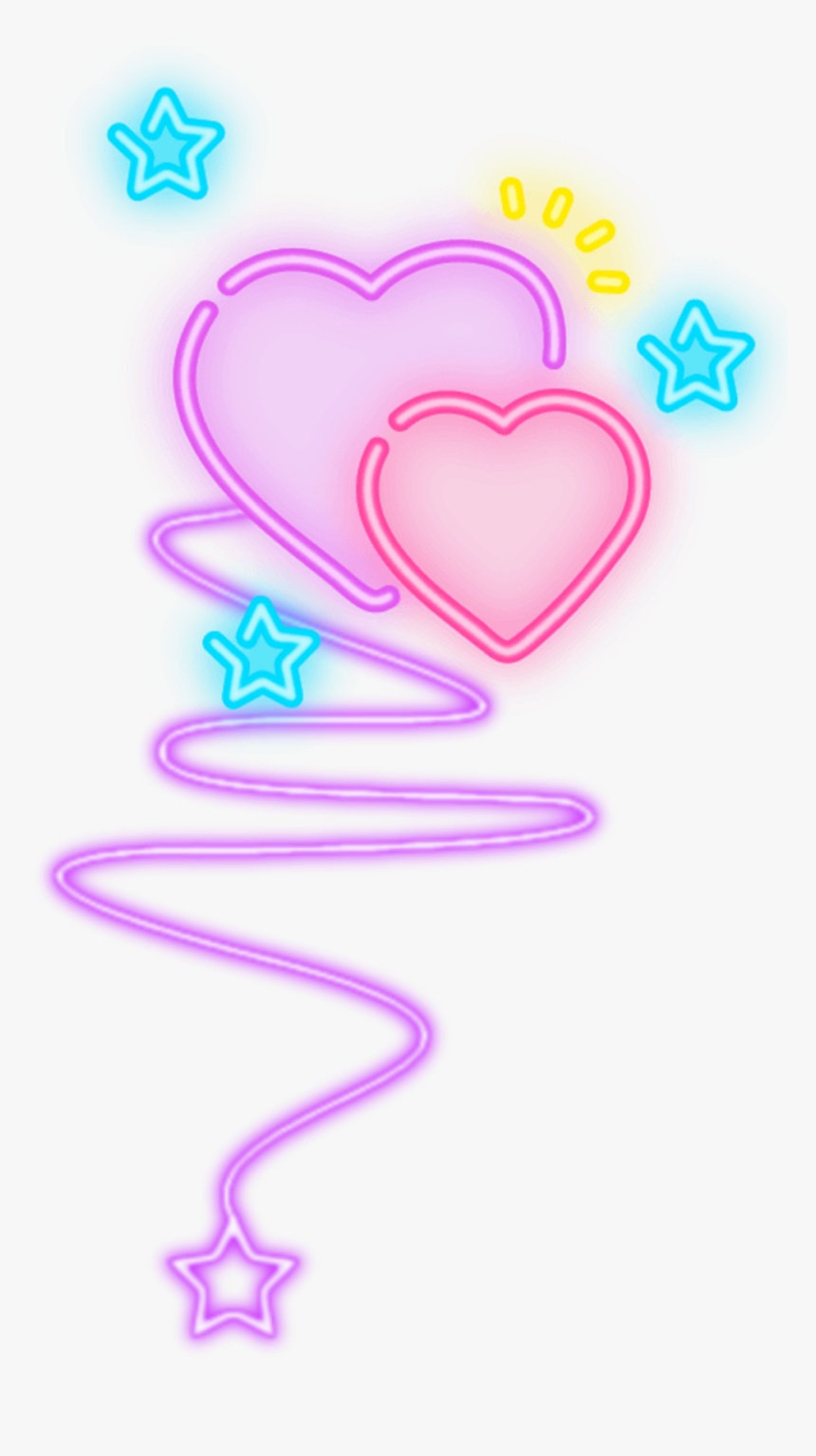 #freetoedit #neon #colors #hearts #stars #lights - Love Neon Png Picsart, Transparent Png