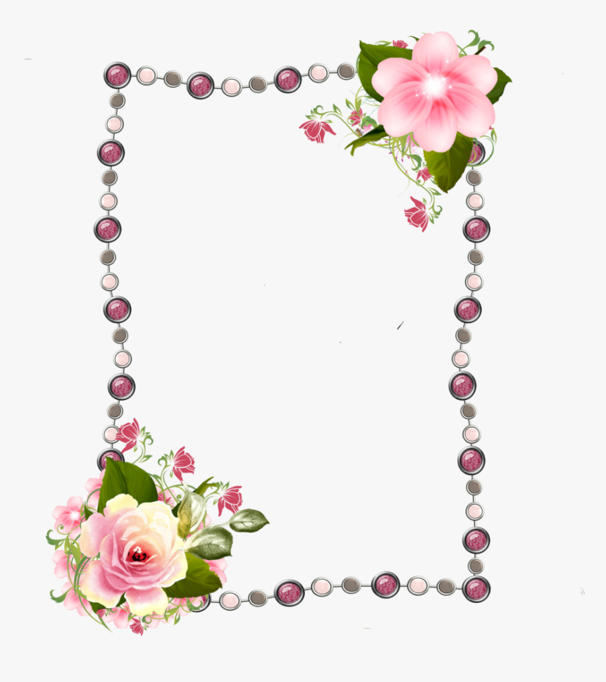 Frame Png - Pink Border Frame Flower, Transparent Png
