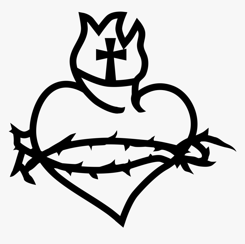 Transparent Clipart Of Jesus - Sacred Heart Image Black And White, HD Png Download