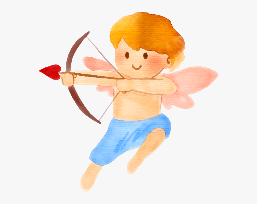 Transparent Cupid Watercolor Painting Love Cartoon - Cartoon, HD Png Download