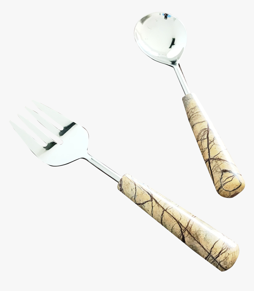 Brown Forest Marble Stone Tear Drop Shape Handles Salad - Fork, HD Png Download