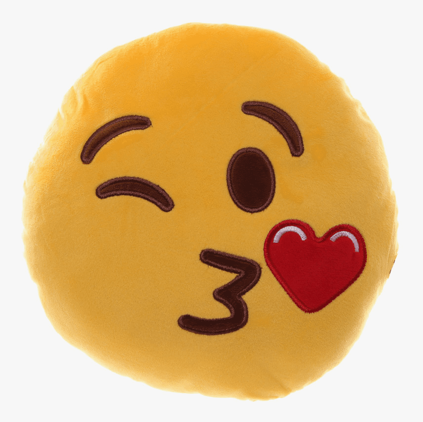 Blowing Kiss And Winking Emoji Plush Cushion - Emoticon, HD Png Download