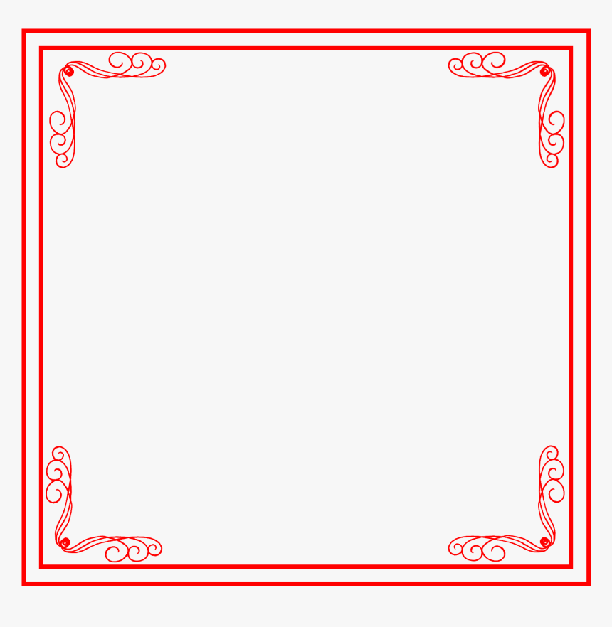 中国风复古红色线条边框图片 - Transparent Box Square Red Line, HD Png Download