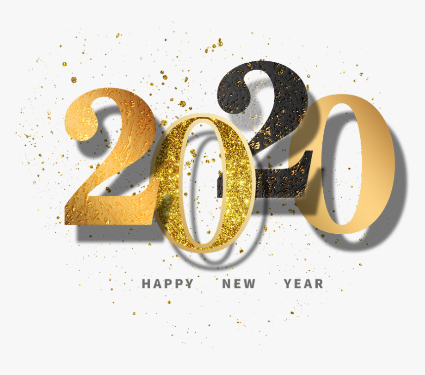 #happynewyear #newyear #2020 #glitter #black #gold - Calligraphy, HD Png Download