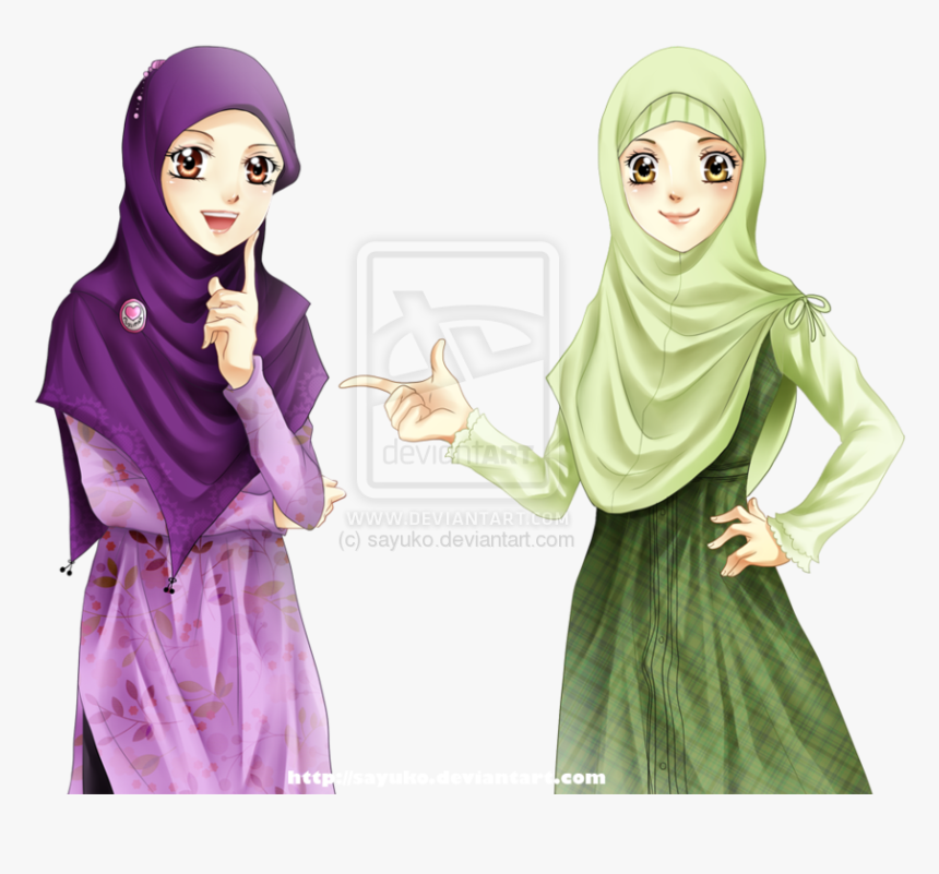 Muslimah Hijab Girl Cartoon, HD Png Download