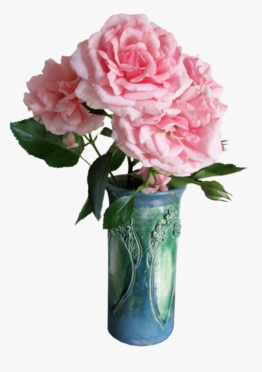 Roses Pink Green Vase Free Photo - Jarron De Flores Png, Transparent Png