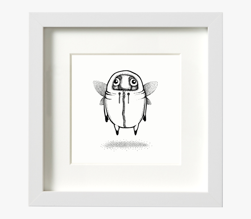 Inramad Print Av Illustration Flygfä, Vit Ram - Sketch, HD Png Download