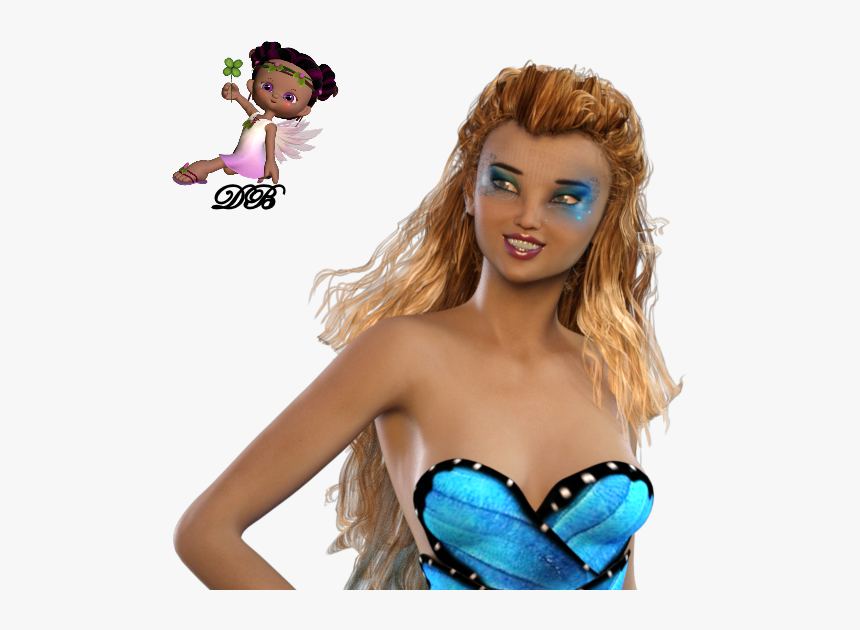 Tube Femme Féerique/fantasy Robe Papillon 3d - Photo Shoot, HD Png Download