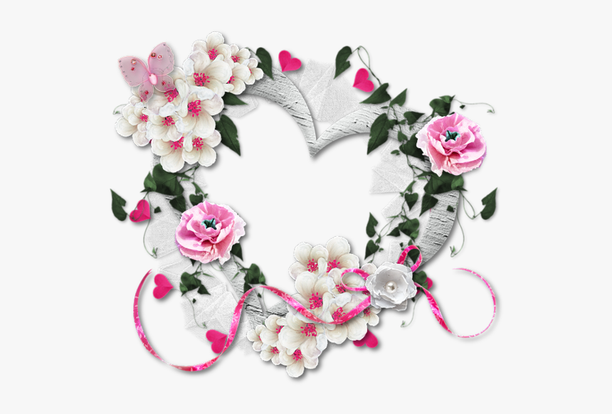 #valentine #love #heart #flowers #frame #freetoedit - Frame Heart Of Flowers, HD Png Download