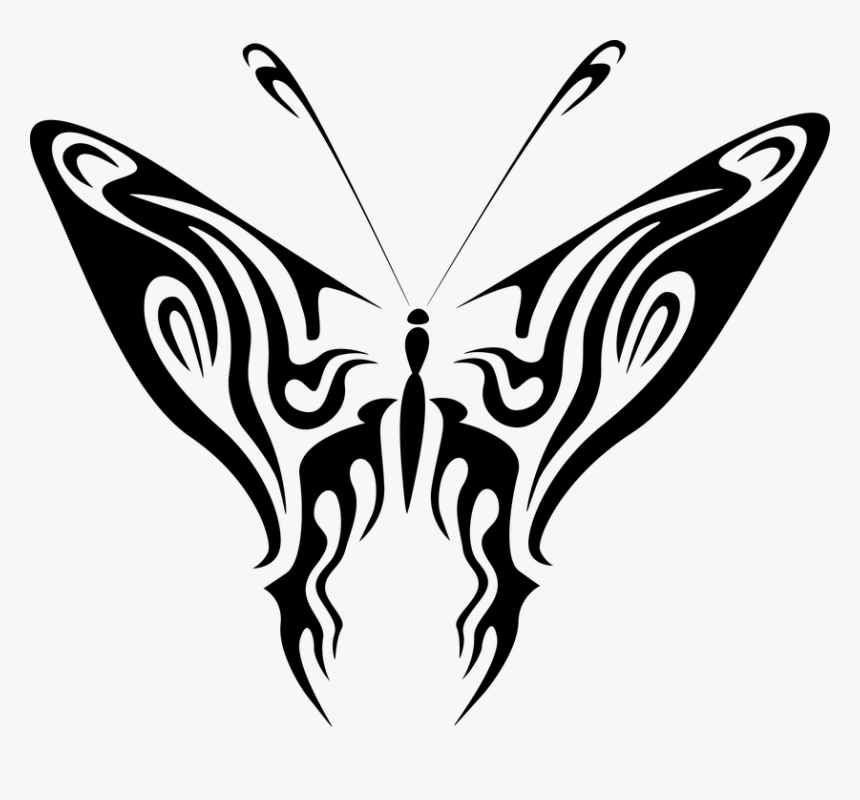Tribal Line Art 23, Buy Clip Art - Blue Butterfly, HD Png Download