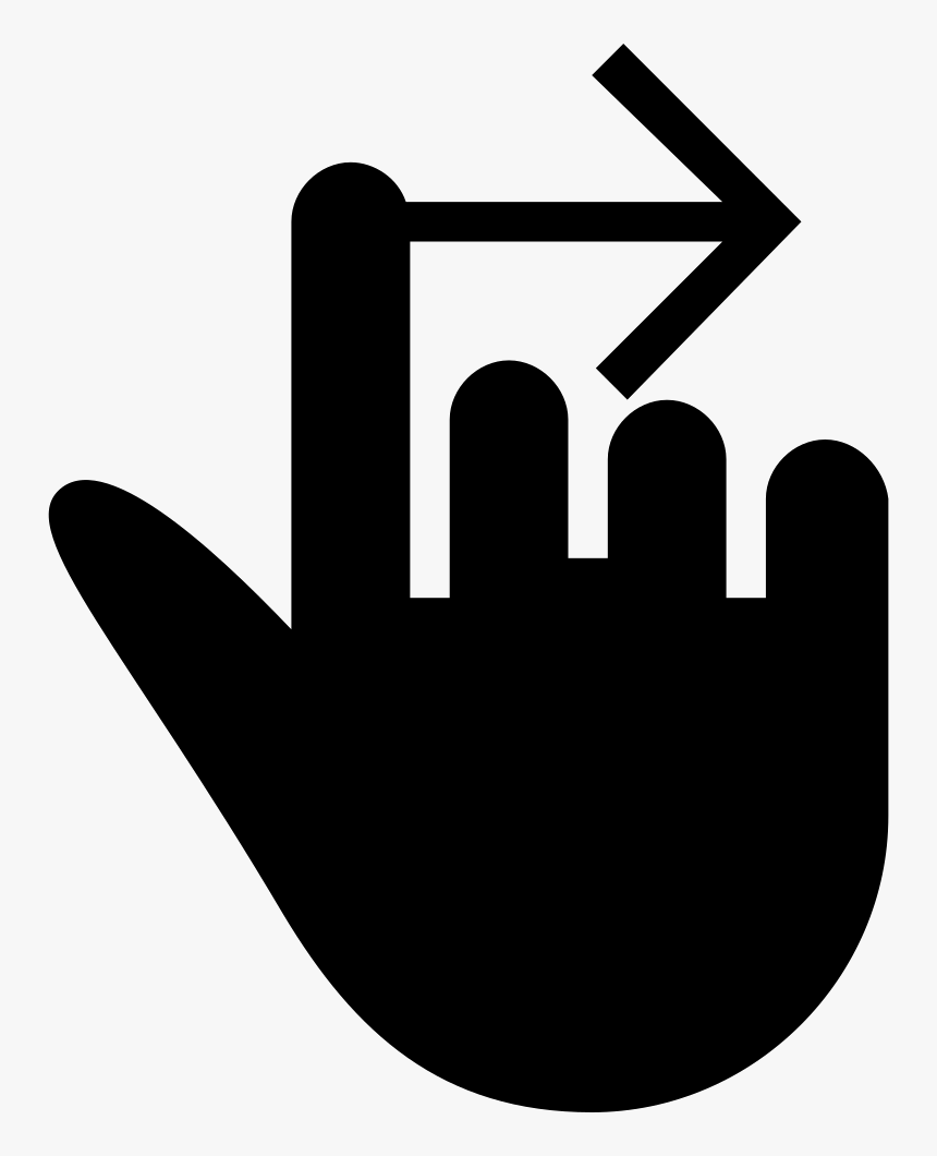 One Finger Swipe Right Gesture Of Black Hand Symbol - Finger, HD Png Download