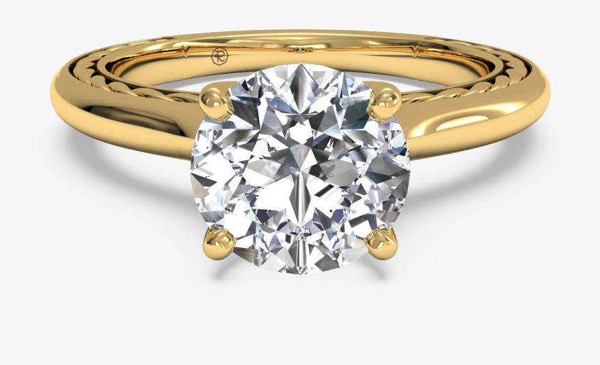 Rose Gold Solitaire With Diamond Band, HD Png Download