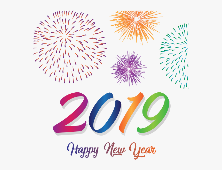 Transparent Fireworks Clipart Black And White - Happy New Year 2019, HD Png Download