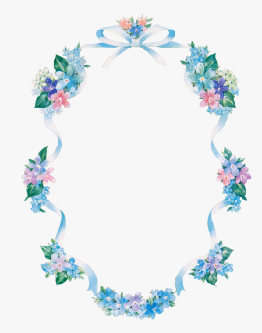 Fleurs Bordure Ovale Bleu Dedinelle - Necklace, HD Png Download