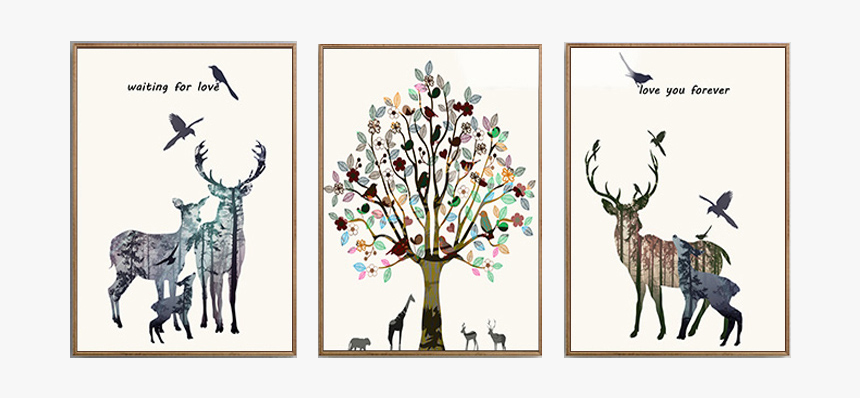 Nordic Combined Living Room Decorative Painting Murals - Peinture De Rennes Animal, HD Png Download