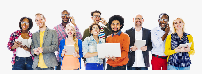 People In Group Getting Discounts - People Using Data, HD Png Download