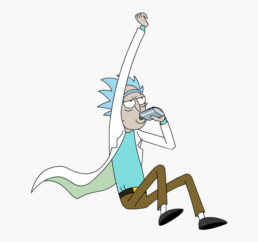 Rick Jumping And Drinking Alcohol Rick And Morty Png, Transparent Png
