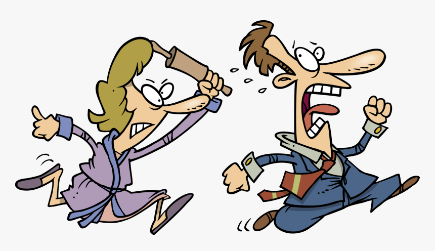 Husband Helping Out Around The House Clipart - Woman Chasing Man With Rolling Pin, HD Png Download