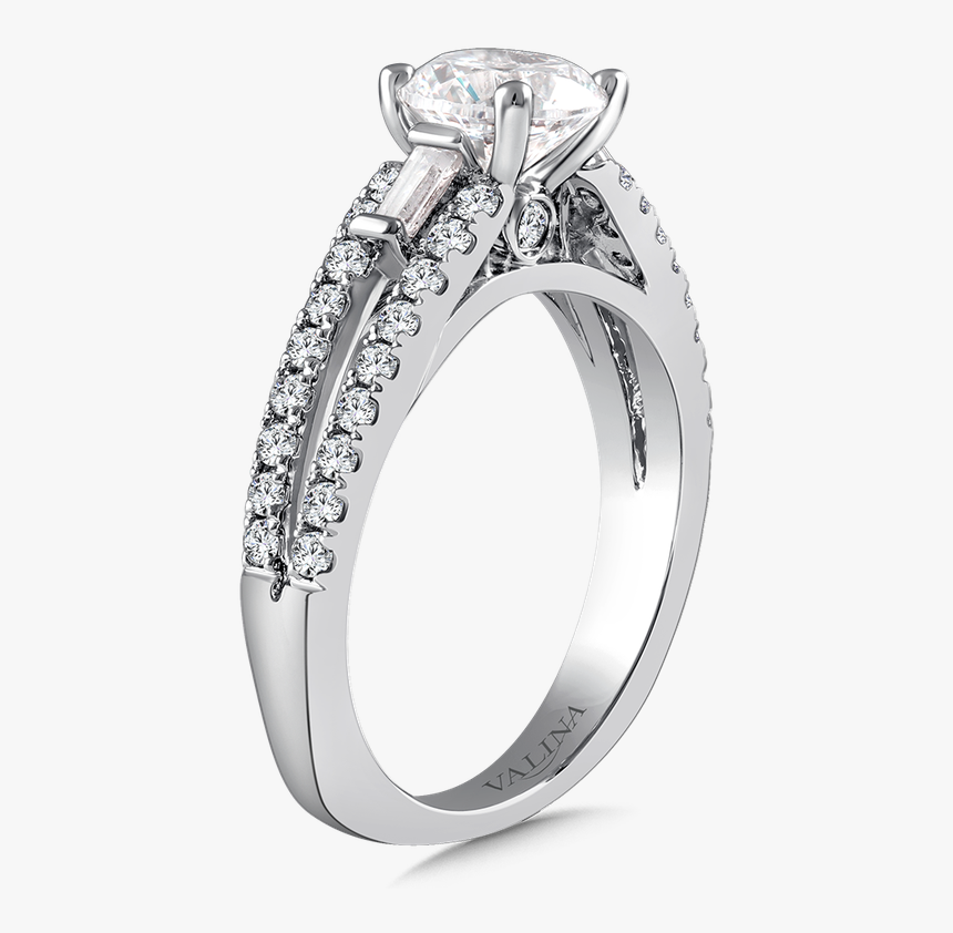 Solitaire With Side Accents Engagement Ring, HD Png Download