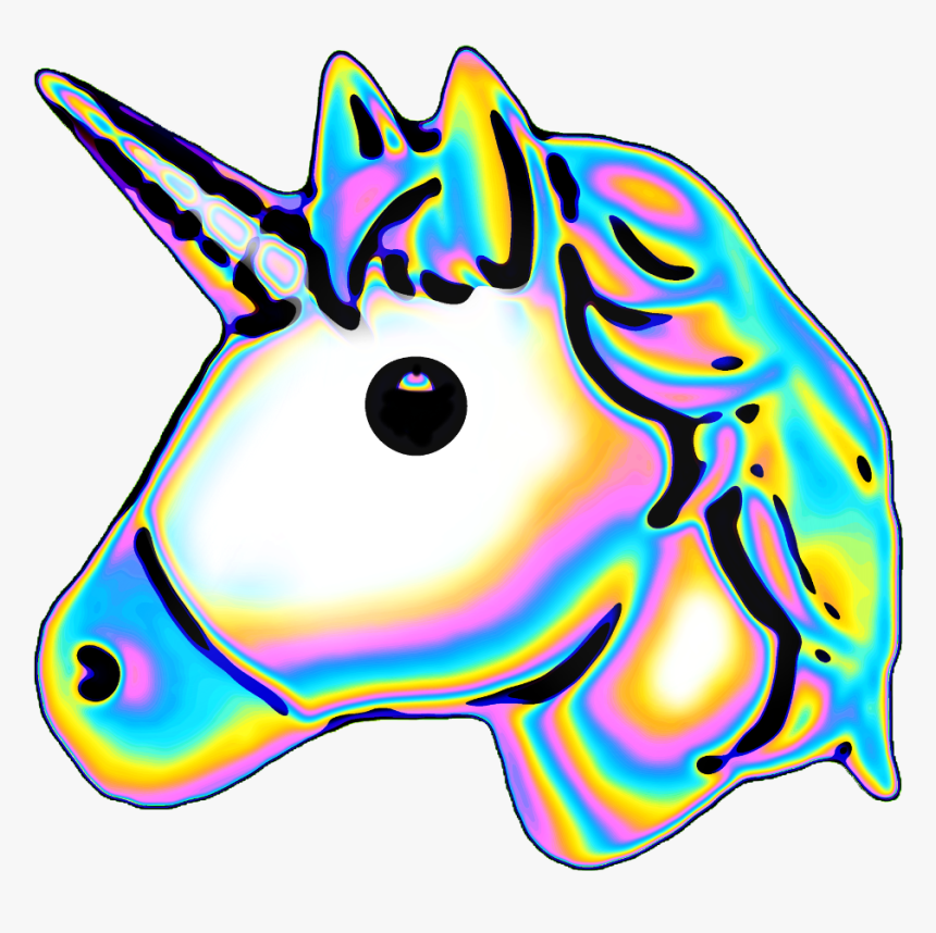 #unicorn #emoji #holographic - Illustration, HD Png Download