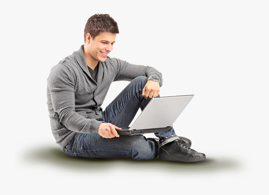 Guy Sitting On The Ground , Png Download - Guy With Laptop Png, Transparent Png
