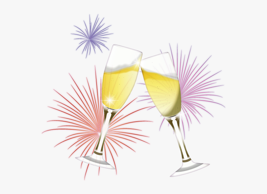 Champagne And Fireworks Png , Png Download - Transparent Background Gold Champagne Glass Png, Png Download