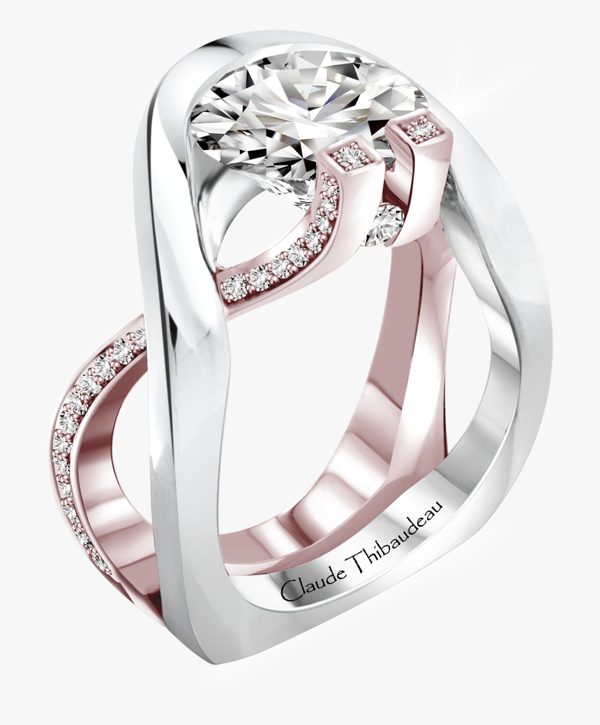 Claude Thibaudeau Design Avant Garde Style Micro Pave - Avant Garde Wedding Ring, HD Png Download