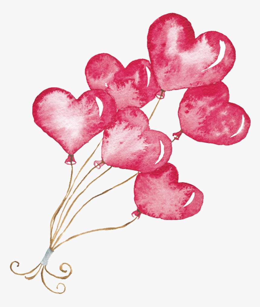 Adorno De Png Transparente Con Amor Globo - Valentines Day Clipart Watercolor, Png Download