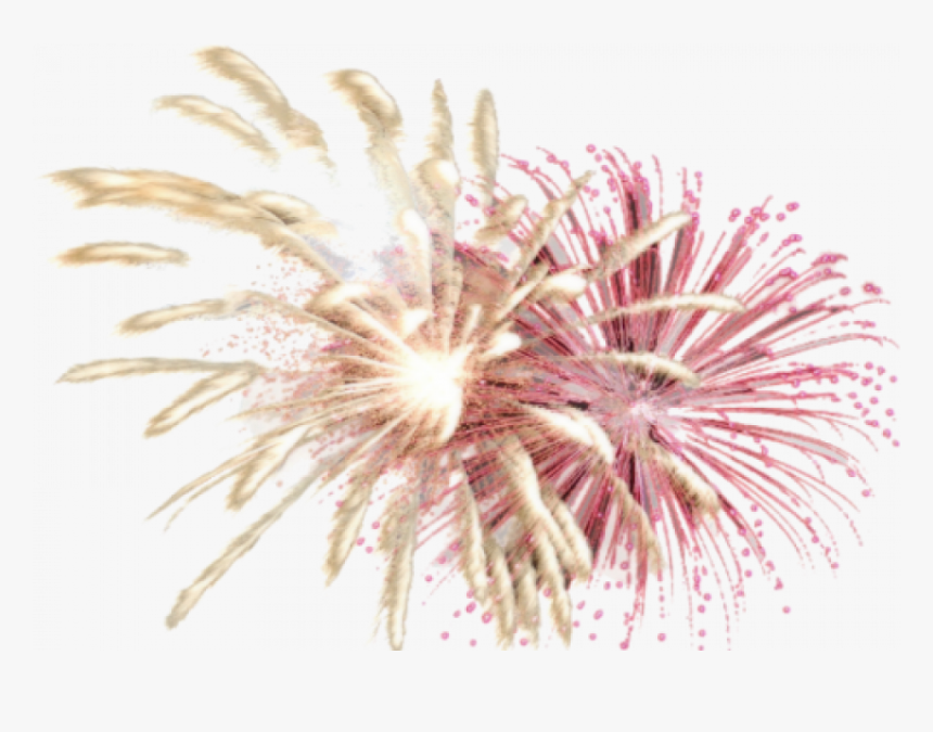 Pink And Yellow Transparent Fireworks, HD Png Download