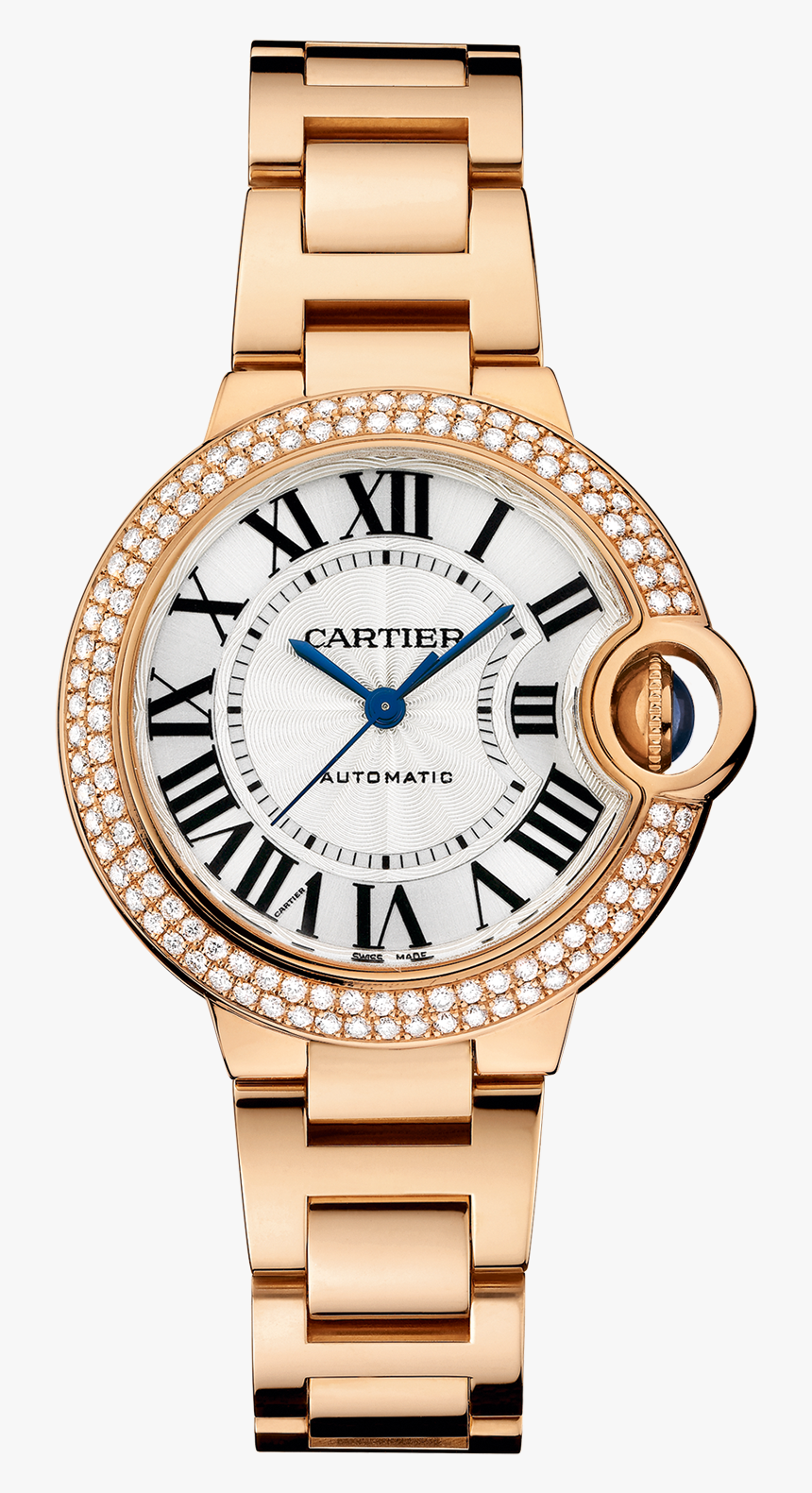 Ballon Bleu De Cartier, Automatic Pink Gold, Diamonds - Ladies Diamond Cartier Watch, HD Png Download