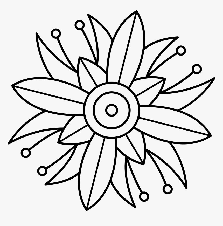Picture Transparent Library Blackberry Drawing Flower - Clip Art Images Of Sunflower In Black, HD Png Download
