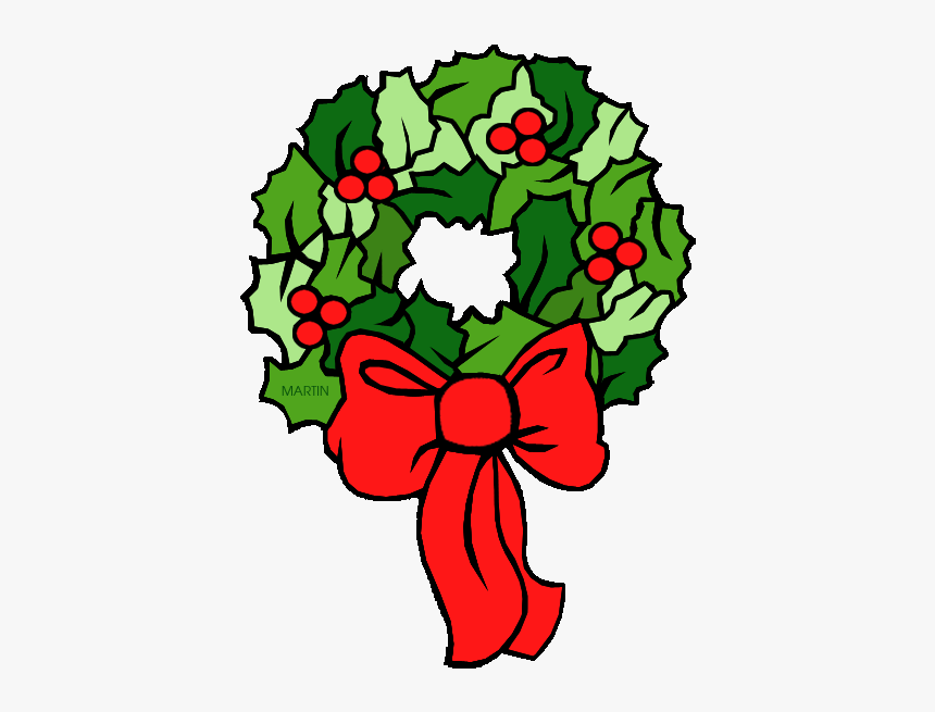Free Christmas Clip Art By Phillip Martin, Wreath - Wreath Clipart, HD Png Download