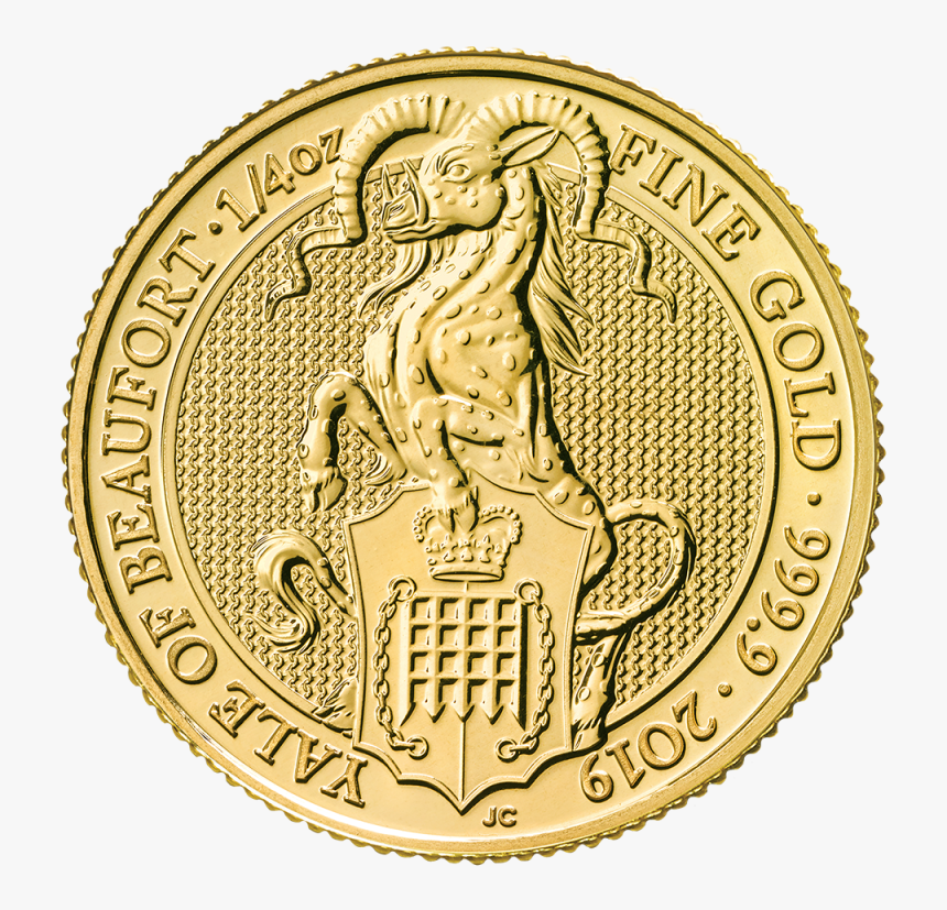 1/4 Oz Queen S Beasts Yale Of Beaufort Gold Coin (front) - Uk Bullion Gold Coins, HD Png Download