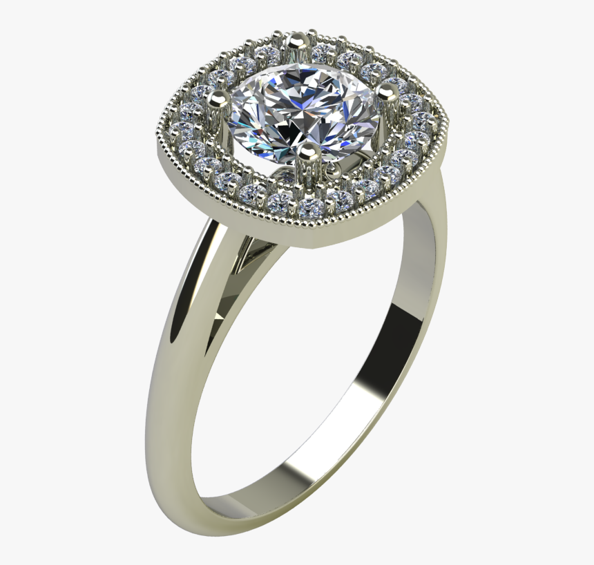 Engagement Ring Milgrain Cushion, HD Png Download