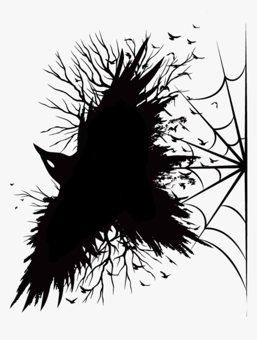 ⚪🎃⚪
#ftestickers #halloween #happyhalloween #crow - Illustration, HD Png Download