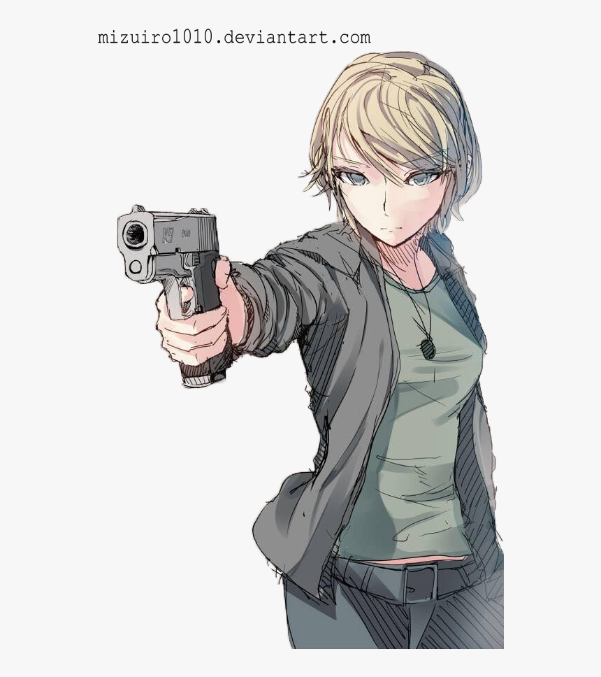 Chair Slipcovers Dining Room - Anime Girl With Gun Render, HD Png Download