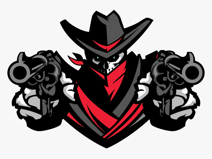 Skull Clip Art Image Black - Cowboy Mascot Aiming Guns, HD Png Download