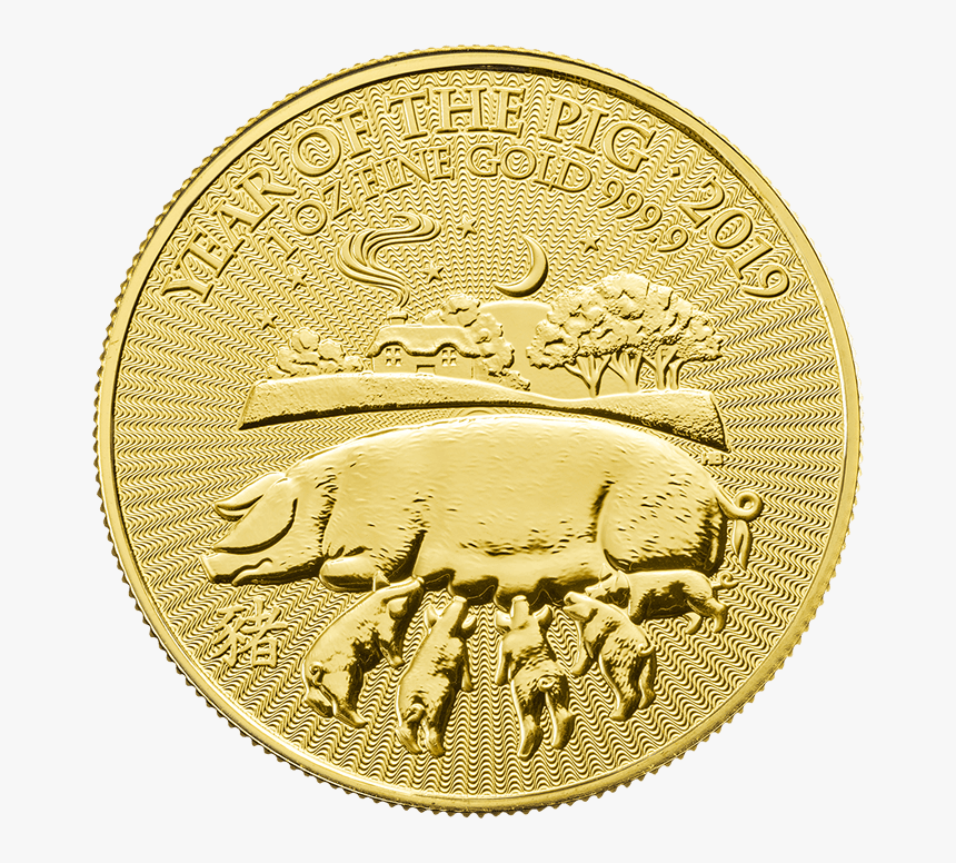 Lunar 2019 Year Of The Pig 1 Oz Gold Coin 
 Src Https - Gold Coin Year Of The Pig 1 Oz 2019, HD Png Download