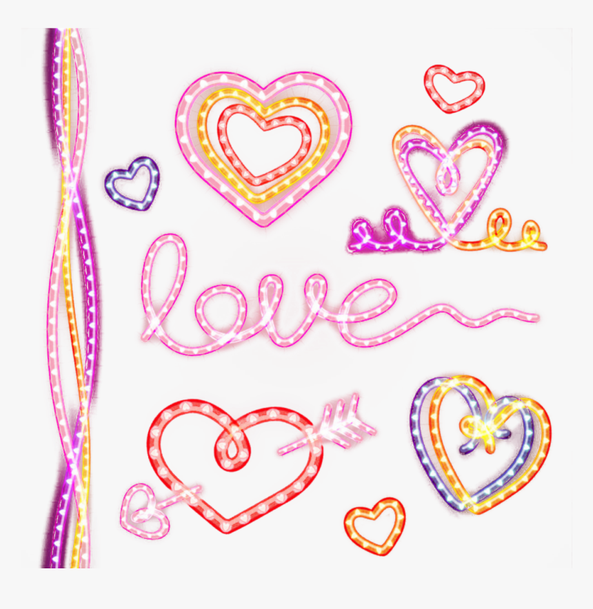 #ftestickers #hearts #love #icons #overlay #neon #luminous - Heart, HD Png Download
